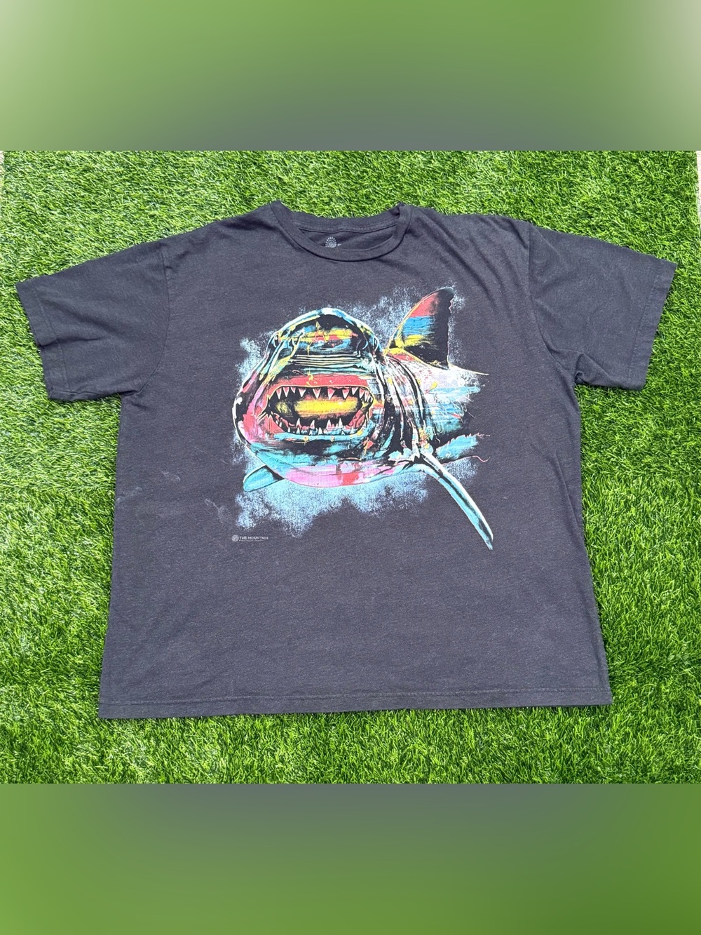 The Mountain Men’s Black Shark Graphic T-Shirt Short Sleeve Crew Neck Cotton XL